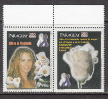 2011 Paraguay Campaign Against Violence Towards Women Roses Complete Set Of 1 + Tab MNH - Paraguay