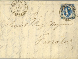 1863 COMACCHIO - FERRARA , BONITA CARTA CIRCULADA , LLEGADA AL DORSO , YV. 11 - VICTOR EMMANUEL II - Marcofilía