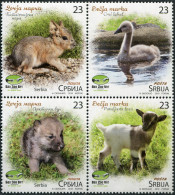 Serbia. 2018. Young Animals (MNH OG) Block Of 4 Stamps - Serbia