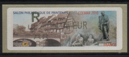 Atm, Lisa2, Salon Philatélique De COLMAR, 23 04 2010. LETTRE RECOMMANDEE R L 1 AR 4.36€. STATUE DE ARMAND BRUAT - 2010-... Illustrated Franking Labels