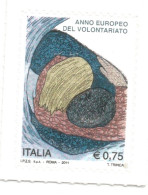 (REPUBBLICA ITALIANA) 2011, ANNO EUROPEO DEL VOLONTARIATO - Serie Di 1 Francobollo Nuovo MNH** - 2011-20:  Nuevos
