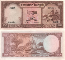 Cambodia / 20 Riels / 1956 / P-5(d) / AUNC - Cambodja