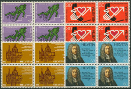Schweiz 1975 Ereignisse Denkmalschutz 1058/61 4er-Block Postfrisch - Unused Stamps