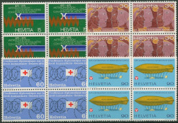 Schweiz 1975 Ereignisse Rotes Kreuz Luftschiff 1046/49 4er-Block Postfrisch - Unused Stamps