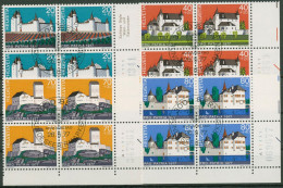 Schweiz 1977 Pro Patria Bauwerke 1096/99 4er-Block Ecke Bogennummer Gestempelt - Usados