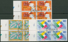 Schweiz 1985 Ereignisse Bäckerei Radio Postkongress 1301/03 4er-Block Gestempelt - Used Stamps