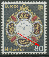 Schweiz 1976 Europa CEPT Kunsthandwerk Uhr 1074 II, Plattenfehler, Postfrisch - Ungebraucht