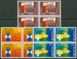 Schweiz 1977 Ereignisse Kulturgüter Wanderwege 1109/11 4er-Block Postfrisch - Unused Stamps