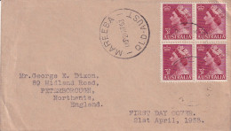 AUSTRALIA 1953 FDC COVER TO ENGLAND. - Storia Postale