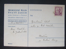 BRIEF Svatý Jakub Církvcie - Malín Kutná Hora Fotbal 1947  /// P4322 - Covers & Documents