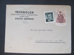 BRIEF Jilemnice - Jablonec Nad Nisou Technolen 1952 /// P4314 - Covers & Documents