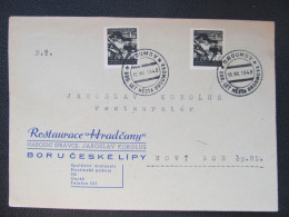 BRIEF Broumov - Bor U České Lípy 1948 Restaurace Pamětní Raz.  /// P4310 - Storia Postale