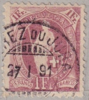 Stehende Helvetia 71A, 1 Fr.lila  MOREZ DU JURA        1891 - Gebraucht