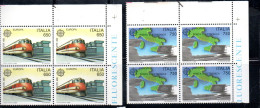 ITALIA REPUBBLICA ITALY REPUBLIC 1988 EUROPA CEPT UNITA SERIE COMPLETA COMPLETE SET QUARTINA ANGOLO DI FOGLIO BLOCK MNH - 1981-90: Neufs