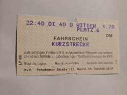 Fahrschein - Kurzstrecke - Sin Clasificación