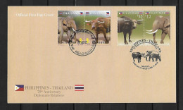 RARE 2019 Joint Philippines And Thailand, MIXED FDC WITH 2+2 STAMPS: Elephants - Joint Issues