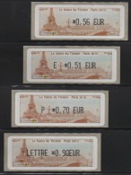 4 Atms, Lisa1, Sans Mention 0.56€,  ECOPLI E 0.51€, U.Eur. P 0.70€, +20g LETTRE 0.90€, Salon Du Timbre 2010, TOUR EIFFEL - 2010-... Illustrated Franking Labels