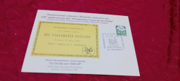 CARTOLINA  MANIFESTAZIONI CULTURALI E FILATELICHE CELEBRATIVE DEL 150 ANN.PARLAMENTO SICILIA- 1998 - Stamps (pictures)