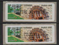 2 Atms, Lisa1, LETTRE 0.90€, Avec Le Reçu Du Lisa1, Au Salon Du Timbre 2010. Moulins, Roue à Aube. - 2010-... Illustrated Franking Labels