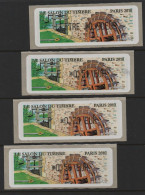 4 Atms, Lisa1, Sans Mention 0.56€,  ECOPLI E 0.51€, U.Eur. P 0.70€, +20g LETTRE 0.90€, Salon Du Timbre 2010, MOULINS - 2010-... Illustrated Franking Labels