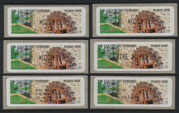 6 Atms, Lisa1, Ecopli  E 0.51€, SANS Mention 0.51€, Union Eur P 0.70€, LETTRE 0.85€, Salon Du Timbre 2010, MOULINS. - 2010-... Illustrated Franking Labels