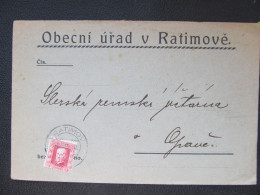 BRIEF Ratimov - Opava "Obecní úřad" 1923 // P4098 - Briefe U. Dokumente