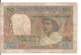 MADAGASCAR 50 FRANCS ND1969 VF P 61 - Madagascar