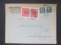 BRIEF Uherské Hradiště - Brno D. Grünfeld STRAFPORTO ! 1938  / P4118 - Briefe U. Dokumente