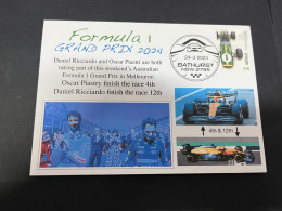 25-3-2024 (4 Y 2)  2024 Australia Grand Prix - Formula 1 Stamp - Oscar Piastry (4th) & Daniel Ricciardo (12th) Finish - Automobilismo