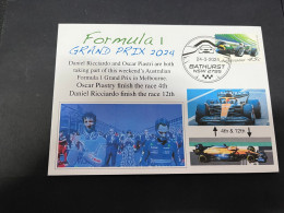 25-3-2024 (4 Y 2)  2024 Australia Grand Prix - Formula 1 Stamp - Oscar Piastry (4th) & Daniel Ricciardo (12th) Finish - Auto's