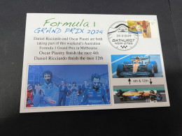 25-3-2024 (4 Y 2)  2024 Australia Grand Prix - Formula 1 Stamp - Oscar Piastry (4th) & Daniel Ricciardo (12th) Finish - Automobile