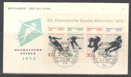 Germany. Sc. B475a. Souvenir Sheet.  The 1972 Winter Olympics - XI Olympic Winter Games. Skiing.  FDC Cancellation - 1971-1980