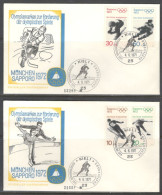 Germany. FDC Sc. B472-B475. 2 Envelopes.  The 1972 Winter Olympics - XI Olympic Winter Games. Hockey.  FDC Cancellation - 1971-1980