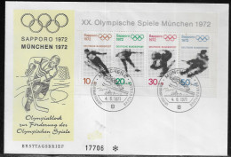 Germany. FDC Mi. 684-687.  Olympic Games 1972, Sapporo And Munich. FDC Cancellation On Cachet Special Envelope No. 17706 - 1971-1980