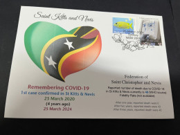 25-3-2024 (4 Y 2) COVID-19 4th Anniversary - St Kitts & Nevis- 25 March 2024 (with Saint Kitts & Nevis COVID-19 Stamp) - Malattie