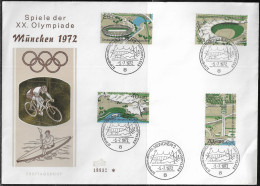 Germany. FDC Mi. 723-726.  Summer Olympic Games 1972 - Munich. FDC Cancellation On Big Cachet Special Envelope No. 18832 - 1971-1980