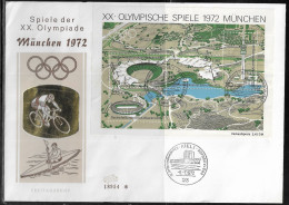 Germany. FDC Mi. BL7. Souvenir Sheet. Summer Olympic Games 1972 - Munich. FDC Cancellation On Big Special Envelope 18954 - 1971-1980