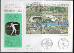 Germany. FDC Mi. BL7. Souvenir Sheet. Summer Olympic Games 1972 - Munich. FDC Cancellation On Big Special Envelope 21730 - 1971-1980