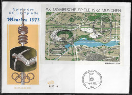 Germany. FDC Mi. BL7. Souvenir Sheet. Summer Olympic Games 1972 - Munich. FDC Cancellation On Big Special Envelope 4107 - 1971-1980