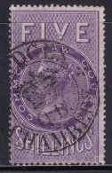 GB Victoria Fiscal/ Revenue Common Law Courts 5/-  Lilac Barefoot 6 Good Used - Fiscaux