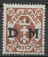 DANZICA 1921-23  SERVIZIO  FRANCOBOLLI DEL 1921-23 SOPRASTAMPATI  UNIF. 28A   USATO VF FILIGRANA CORICATA - Dienstmarken