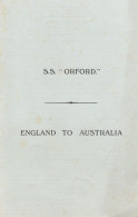 SS Orford 1938 Ship Port Said Cruise To Australia Programme - Andere & Zonder Classificatie
