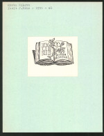 Exlibris Von J. Riha Für Mirka Rihova, Trockenblume Liegt Im Offenen Buch  - Ex-Libris