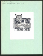 Exlibris Von J.R. Zbanek Für L. Kostelecky, Silhouette Einer Stadtansicht  - Ex-Libris