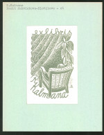 Exlibris Von Makvickova-Hlobilova Für R. Kalmana, Sessel & Zimmerpflanze Stehen Neben Einem Vorhang  - Bookplates