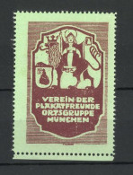 Reklamemarke Verein Der Plakatfreunde Ortsgruppe München, Wappen Mit Münchner Kindl  - Cinderellas