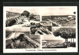 AK Travemünde A. Ostsee, Restaurant Hermannshöhe, Strandliegen, Der Steinerne Strand  - Luebeck-Travemuende