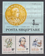 Albania 1991 - Mozart, Komponist, Mi-Nr. 2477/79+Bl. 94, MNH** - Albanie