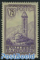 Andorra, French Post 1932 75c, Stamp Out Of Set, Unused (hinged), Religion - Churches, Temples, Mosques, Synagogues - Unused Stamps