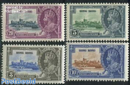 Hong Kong 1935 Silver Jubilee 4v, Unused (hinged), History - Kings & Queens (Royalty) - Art - Castles & Fortifications - Unused Stamps